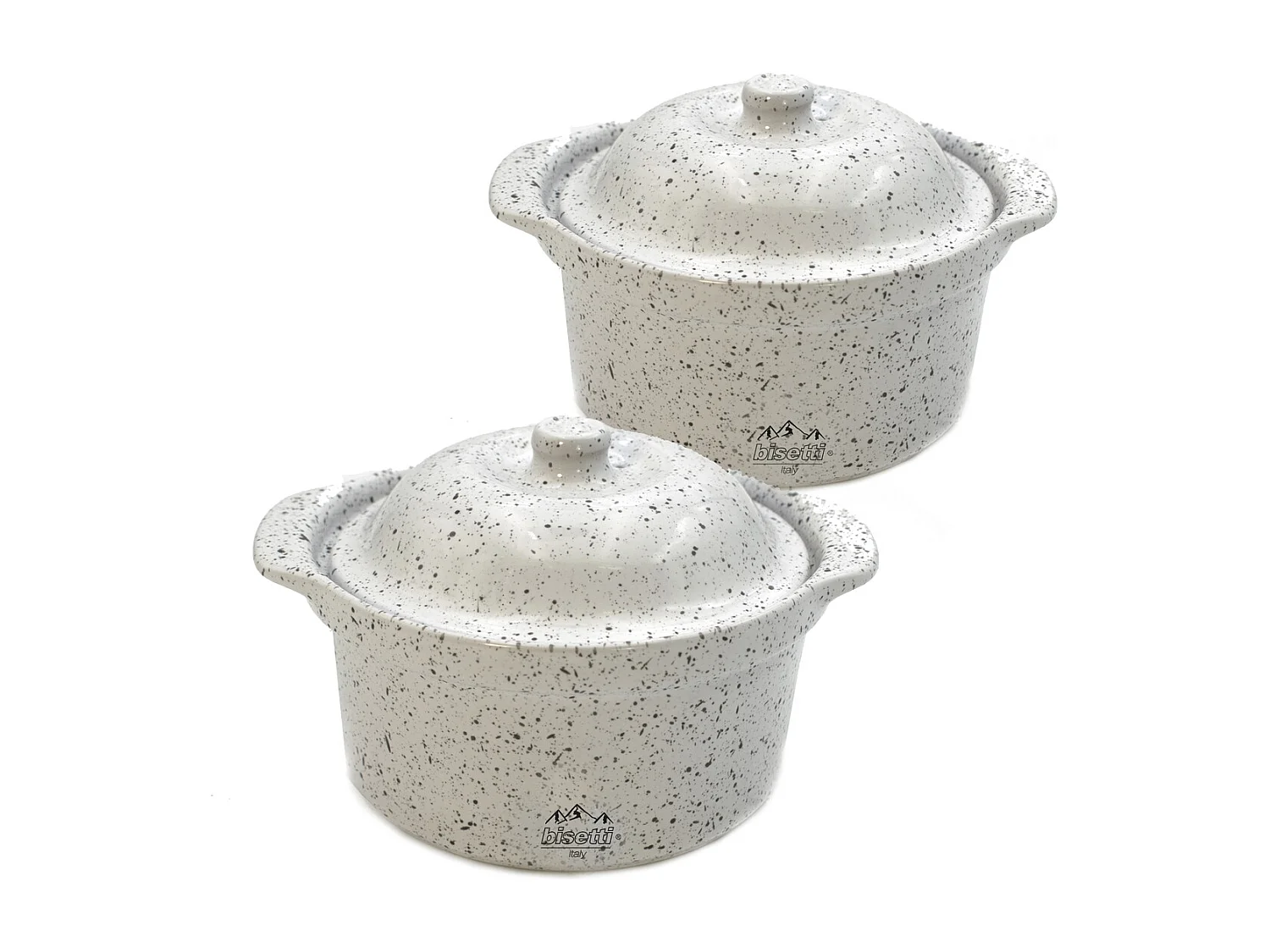 Set de 2 cocottes en céramique stoneware Bisetti Stonewhite pour le four