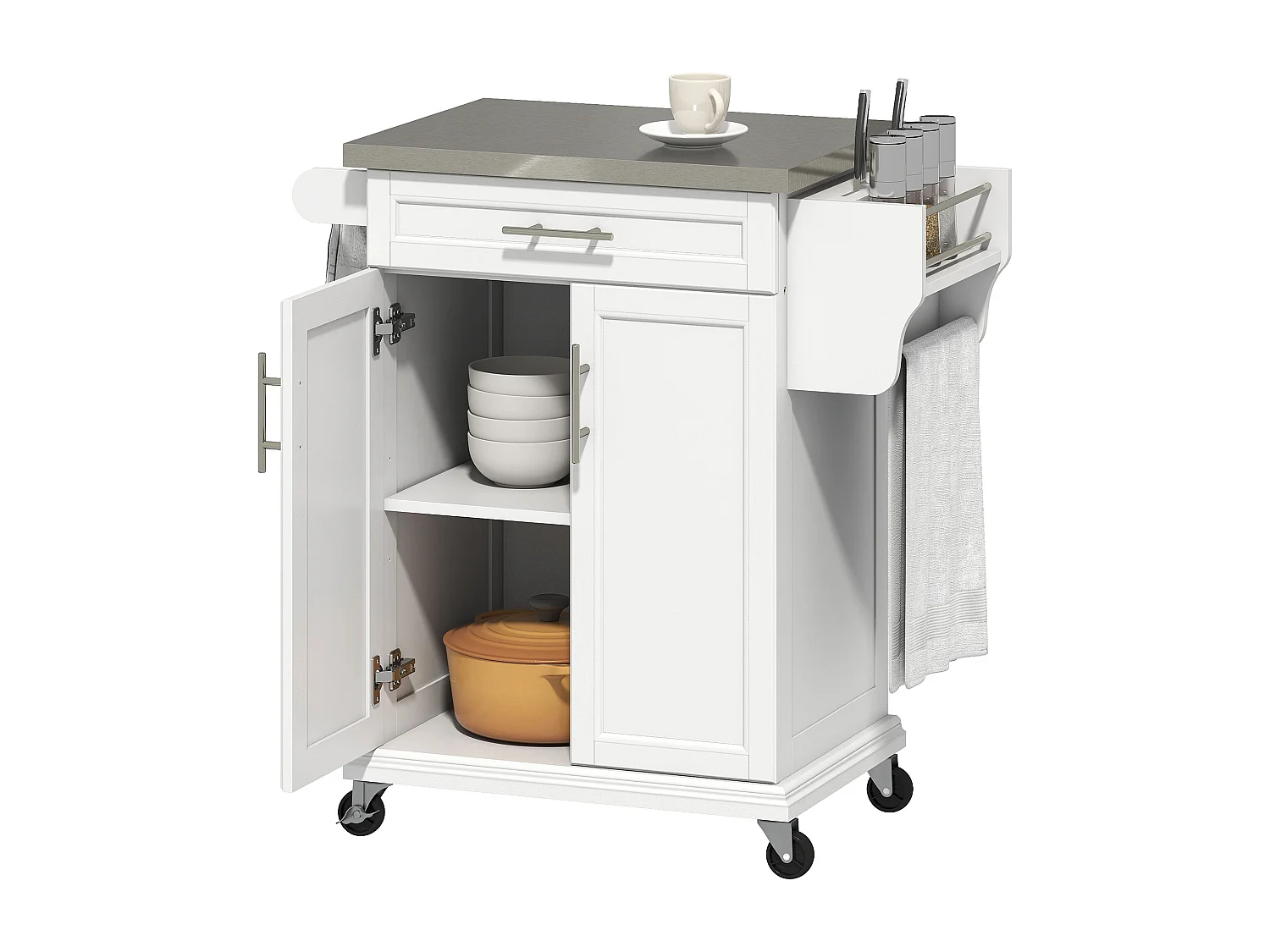 Chariot de Cuisine Desserte à Roulettes Blanc - Design Élégant et Pratique