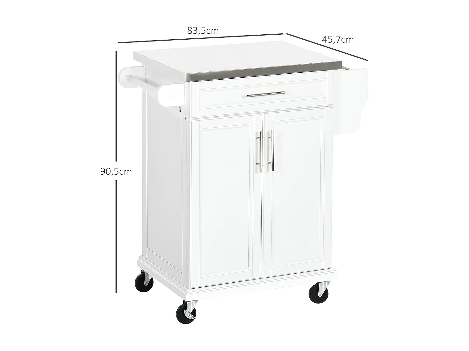 Chariot de Cuisine Desserte à Roulettes Blanc - Design Élégant et Pratique