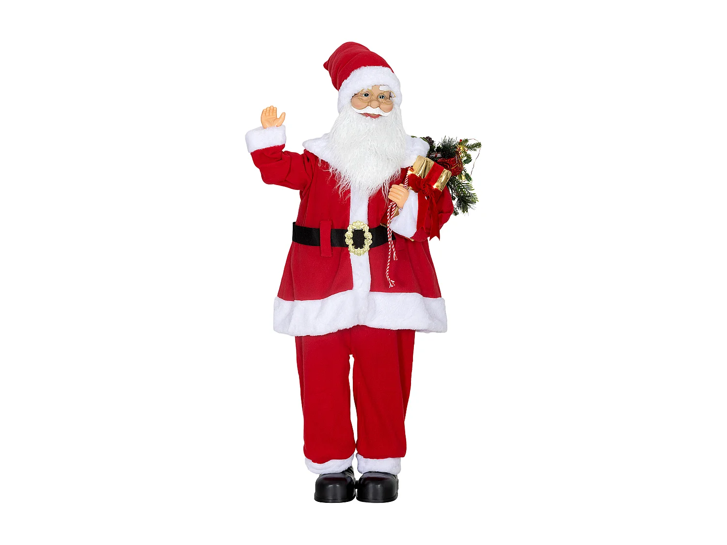 Figurine Père Noël Animée 120 cm Rouge Commande Vocale et Lumières LED