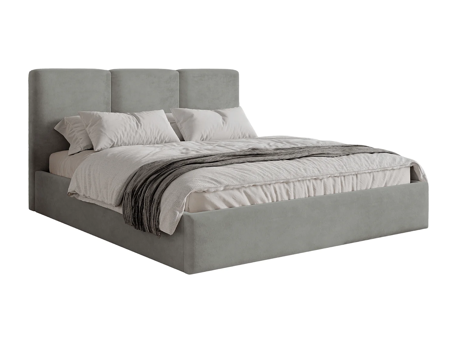 BESILIO Gestoffeerd bed met opbergruimte 140x200 Mira – slank, minimalistisch bed met metalen frame – Grijs