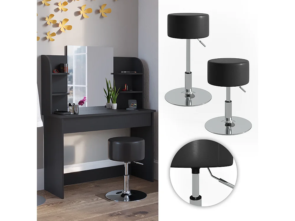 Tabouret noir 33.5x33.5x67 design