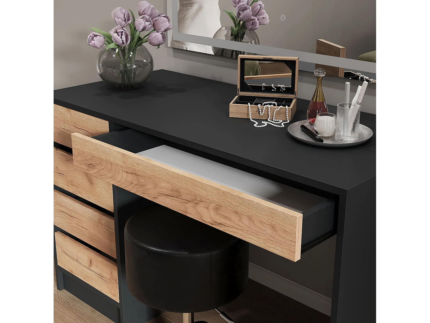 Tabouret noir 33.5x33.5x67 design