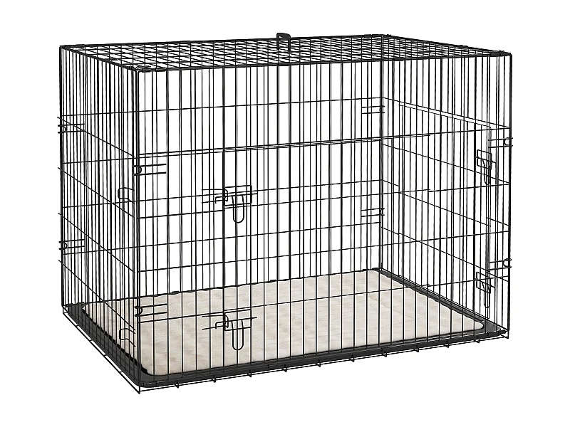 Cage caisse de transport pliable pour chien 91 x 62 x 68 cm avec coussin
