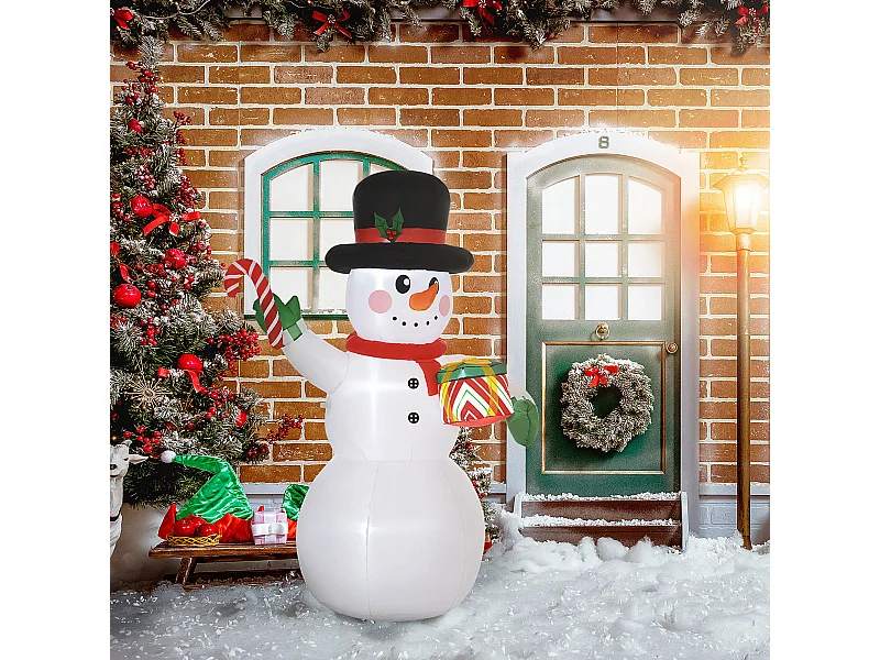 Bonhomme de neige gonflable de Noël 180 cm avec lumières LED, résistant aux intempéries IP44