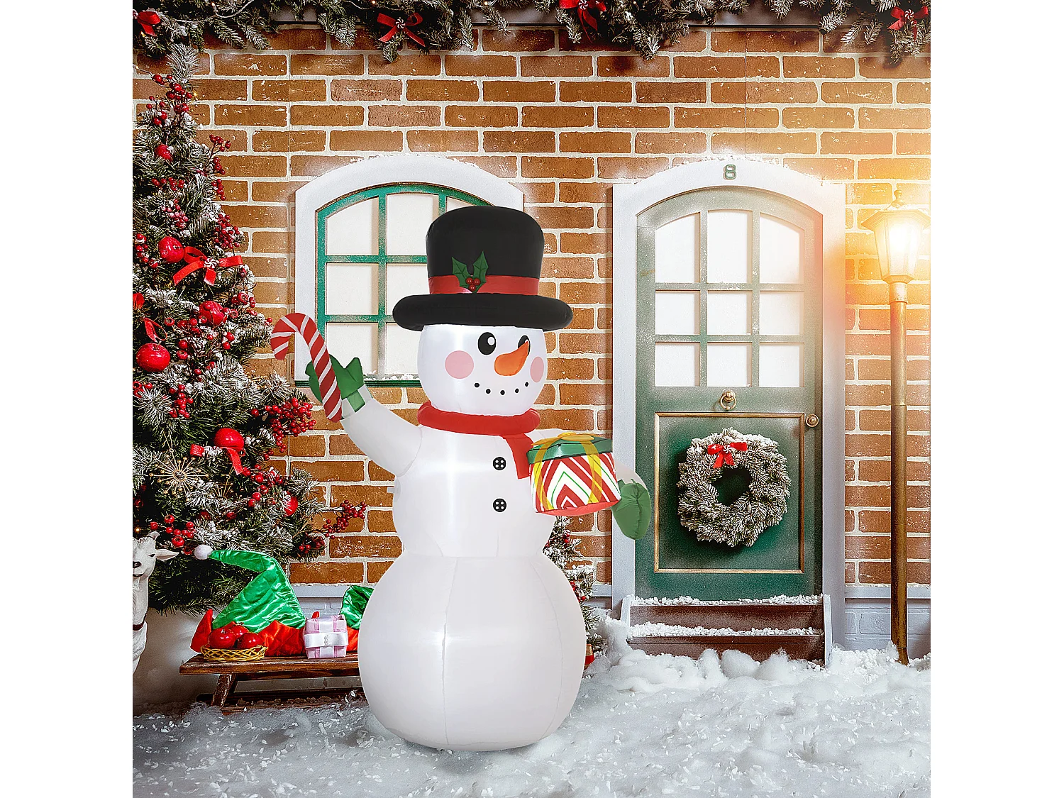 Bonhomme de neige gonflable de Noël 180 cm avec lumières LED, résistant aux intempéries IP44