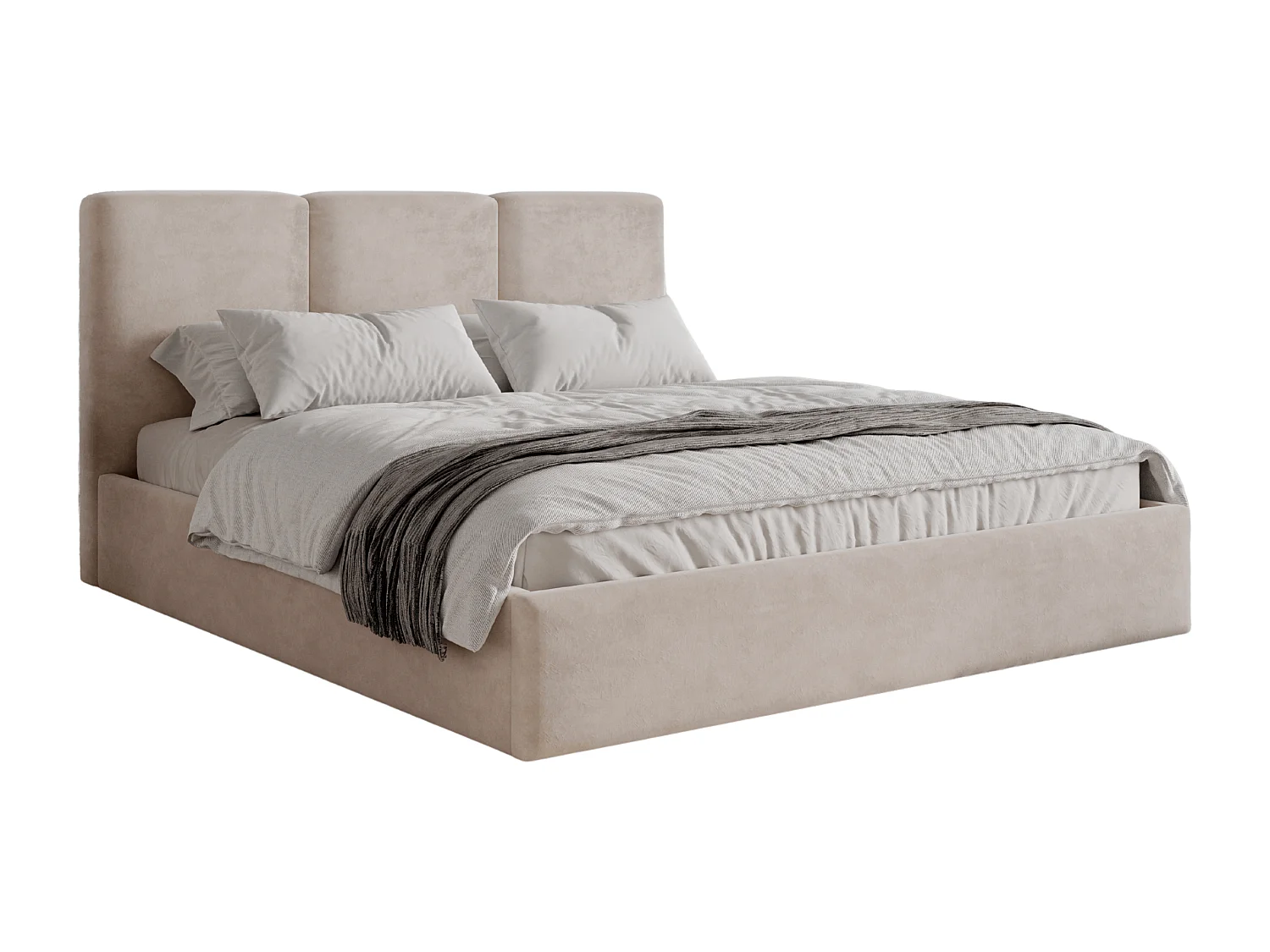 BESILIO Gestoffeerd bed met opbergruimte 180x200 Mira – slank, minimalistisch bed met metalen frame – Beige