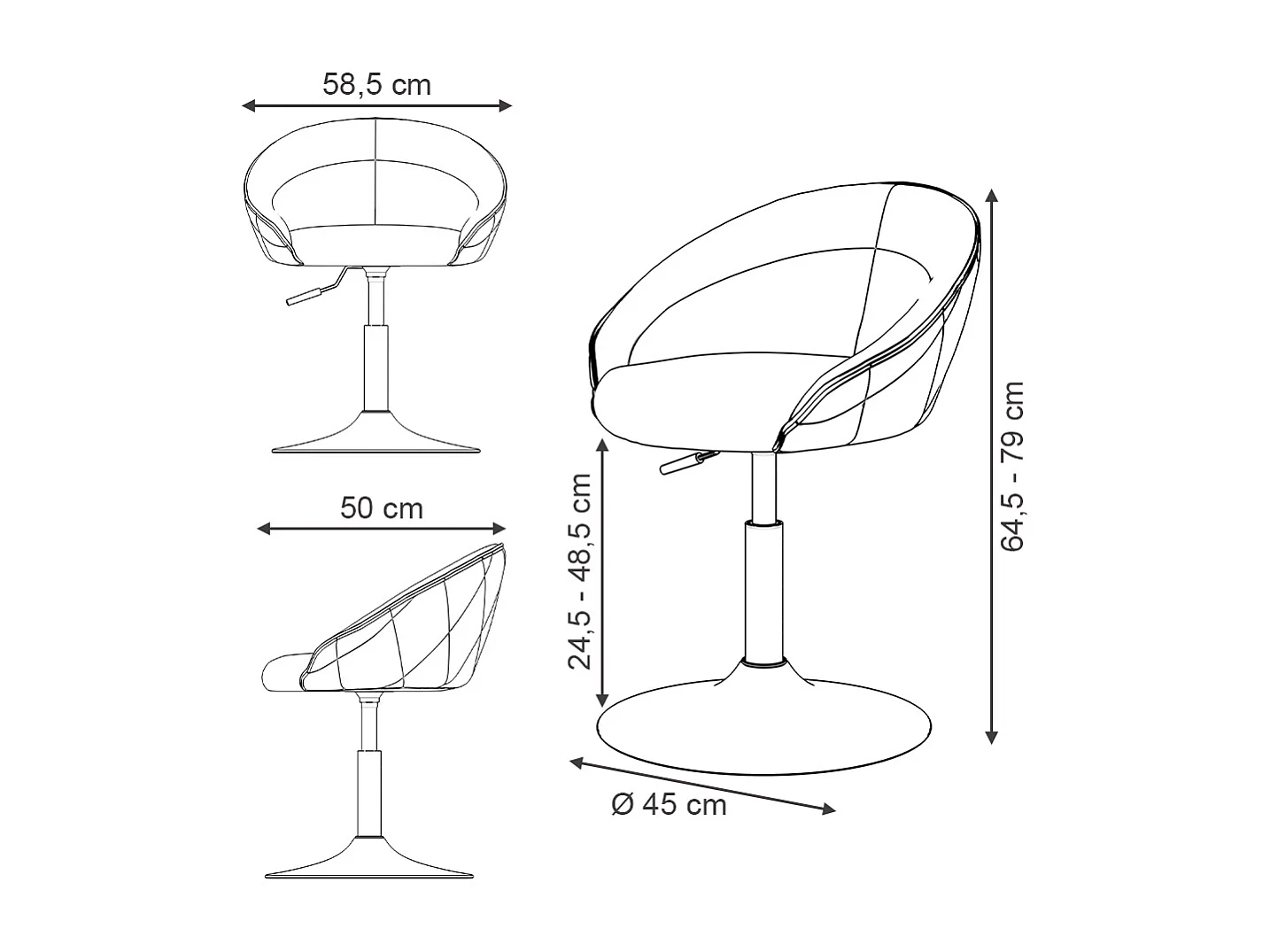 Hocker anthrazit 45x45x79 goldamo