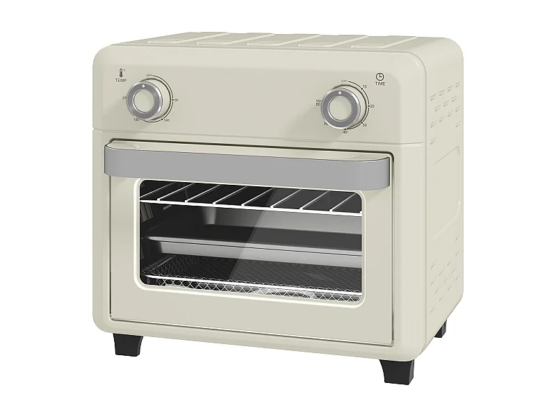 Friteuse à air mini four 1 000W 10L 80°C-230°C timer 5 accessoires inclus crème