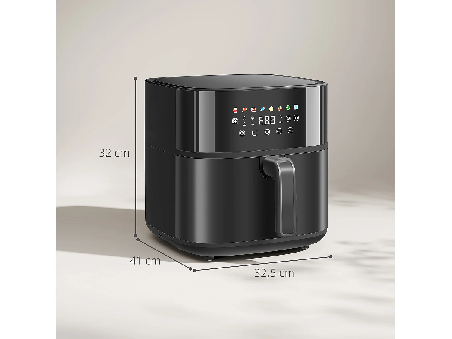 Friteuse à air friteuse sans huile air fryer 1700W 8L 8 prog. écran tactile LED multifonction noir
