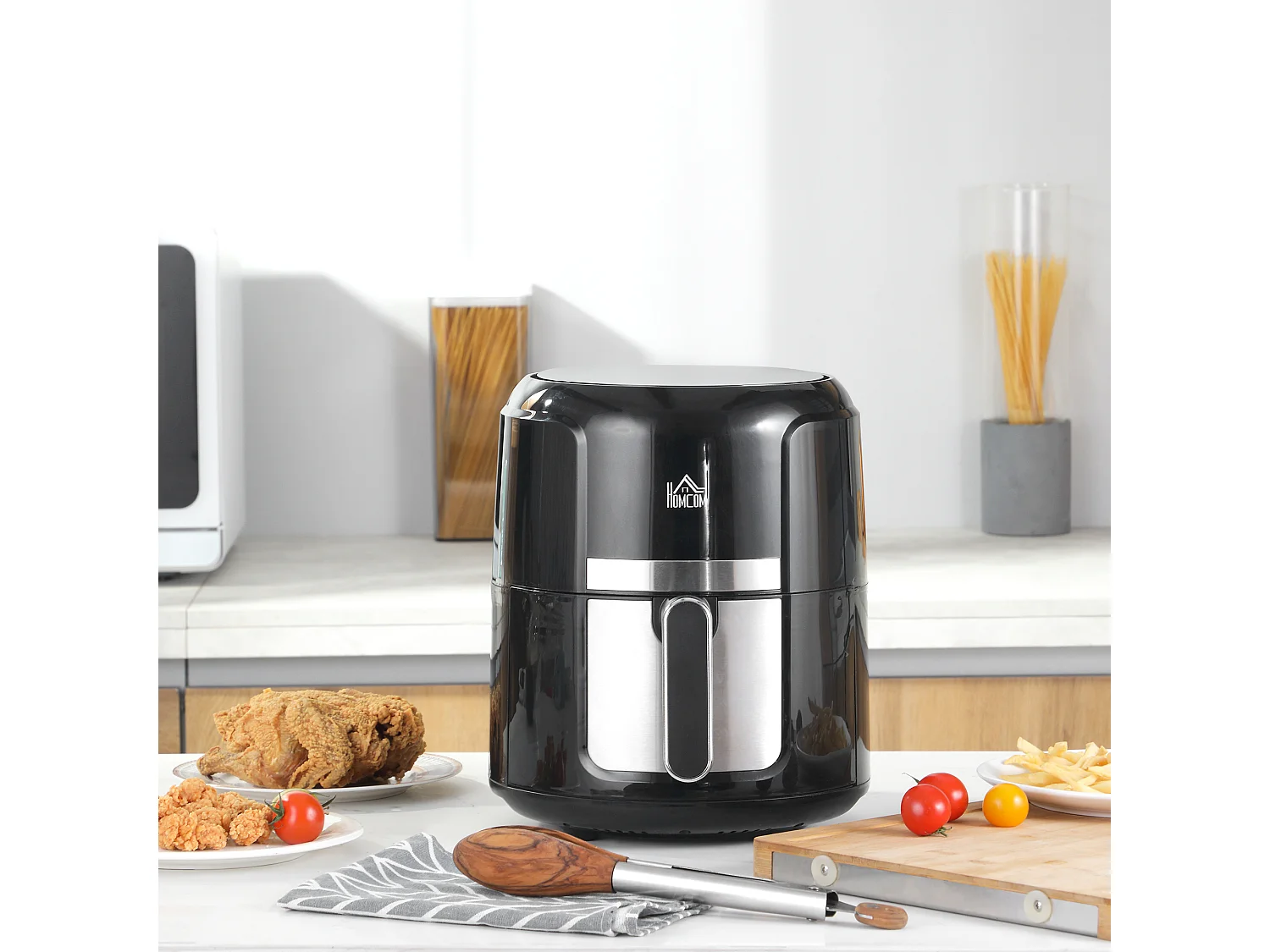 Friteuse sans Huile 4L HOMCOM 1300W 12 Programmes - Écran Tactile - Température Réglable - Noir