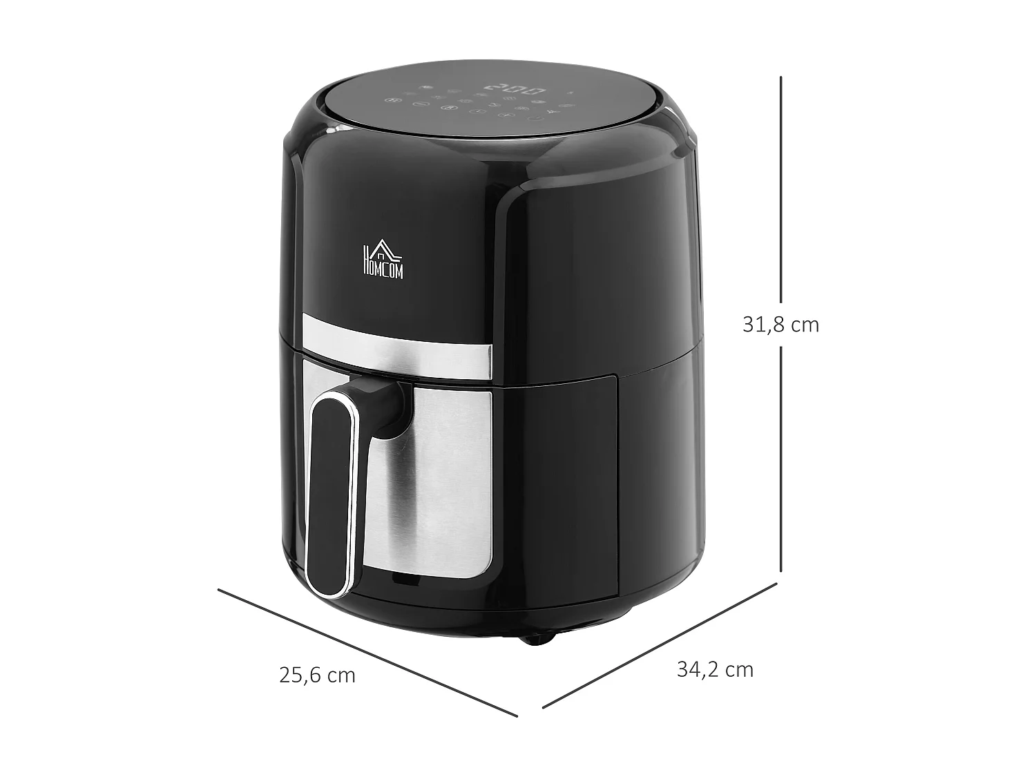Friteuse sans Huile 4L HOMCOM 1300W 12 Programmes - Écran Tactile - Température Réglable - Noir