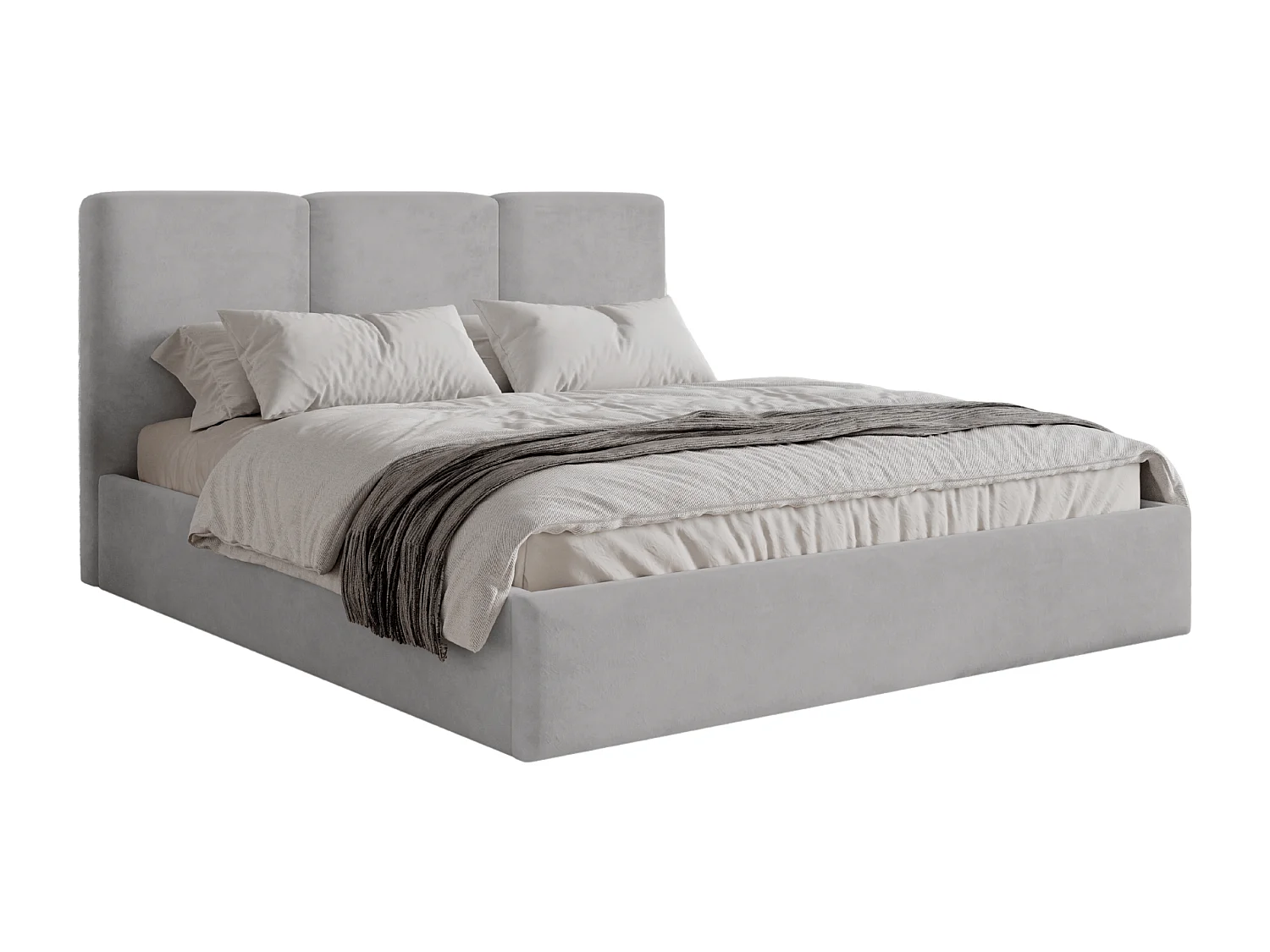 BESILIO Gestoffeerd bed met opbergruimte 160x200 Mira – slank, minimalistisch bed met metalen frame – Lichtgrijs