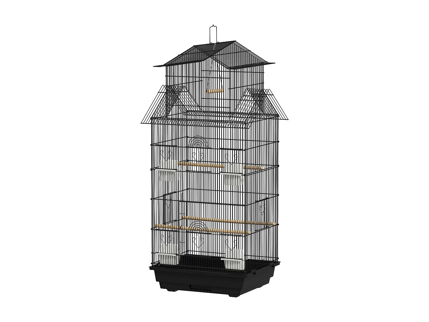 Cage à oiseaux design maison mangeoires perchoirs balançoire grande porte 8 trappes plateau déjection