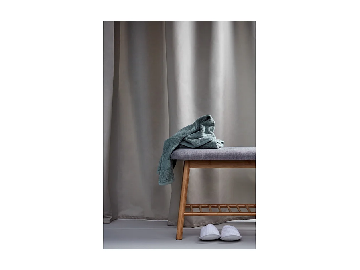 Banc en tissu et bambou "Bahari" avec support à chaussure - Gris/Beige - L 90 x H 45 x P 34 cm