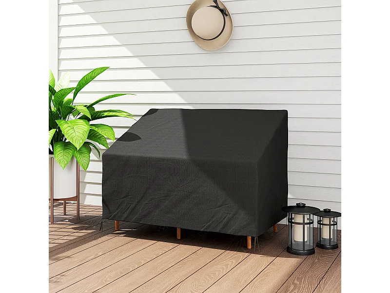 Housse de protection mobilier de jardin bâche étanche 140L x 84l x 56/94H cm oxford haute densité 600D noir