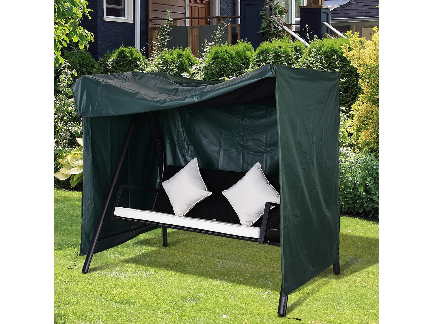 Housse de protection balancelle de jardin zippée 177 x 114 x 152 cm oxford haute densité vert
