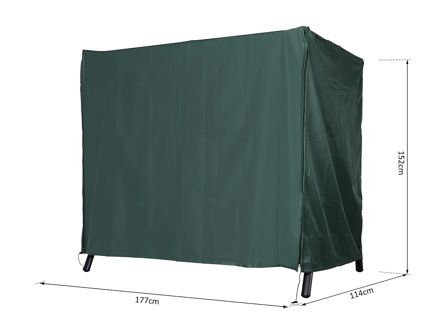 Housse de protection balancelle de jardin zippée 177 x 114 x 152 cm oxford haute densité vert