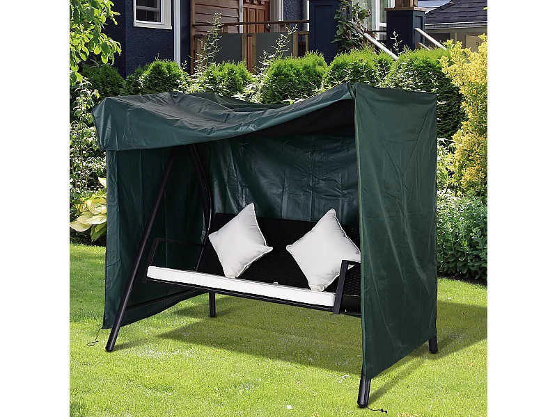 Housse de protection balancelle de jardin zippée 177 x 114 x 152 cm oxford haute densité vert