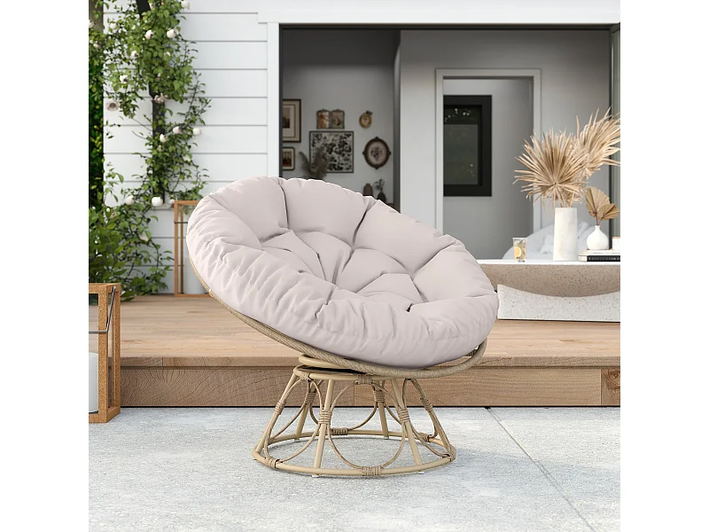 Fauteuil papasan pivotant avec coussin grand confort dia. 100 cm gris clair