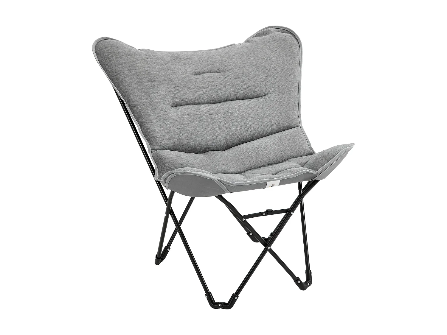 Fauteuil papillon - chaise de camping pliable - coussin rembourré - acier tissu gris