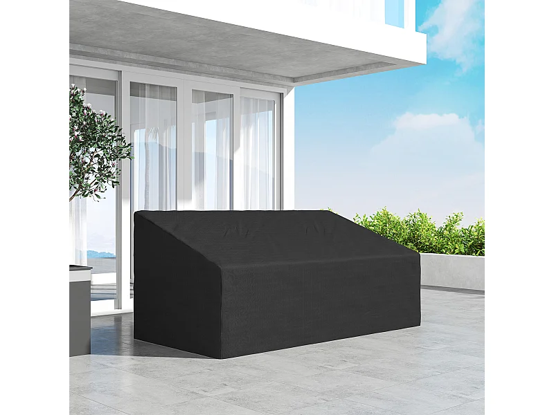 Housse canapé exterieur 3 places - housse salon de jardin - dim. 218x111x63/101cm - polyester haute densité noir