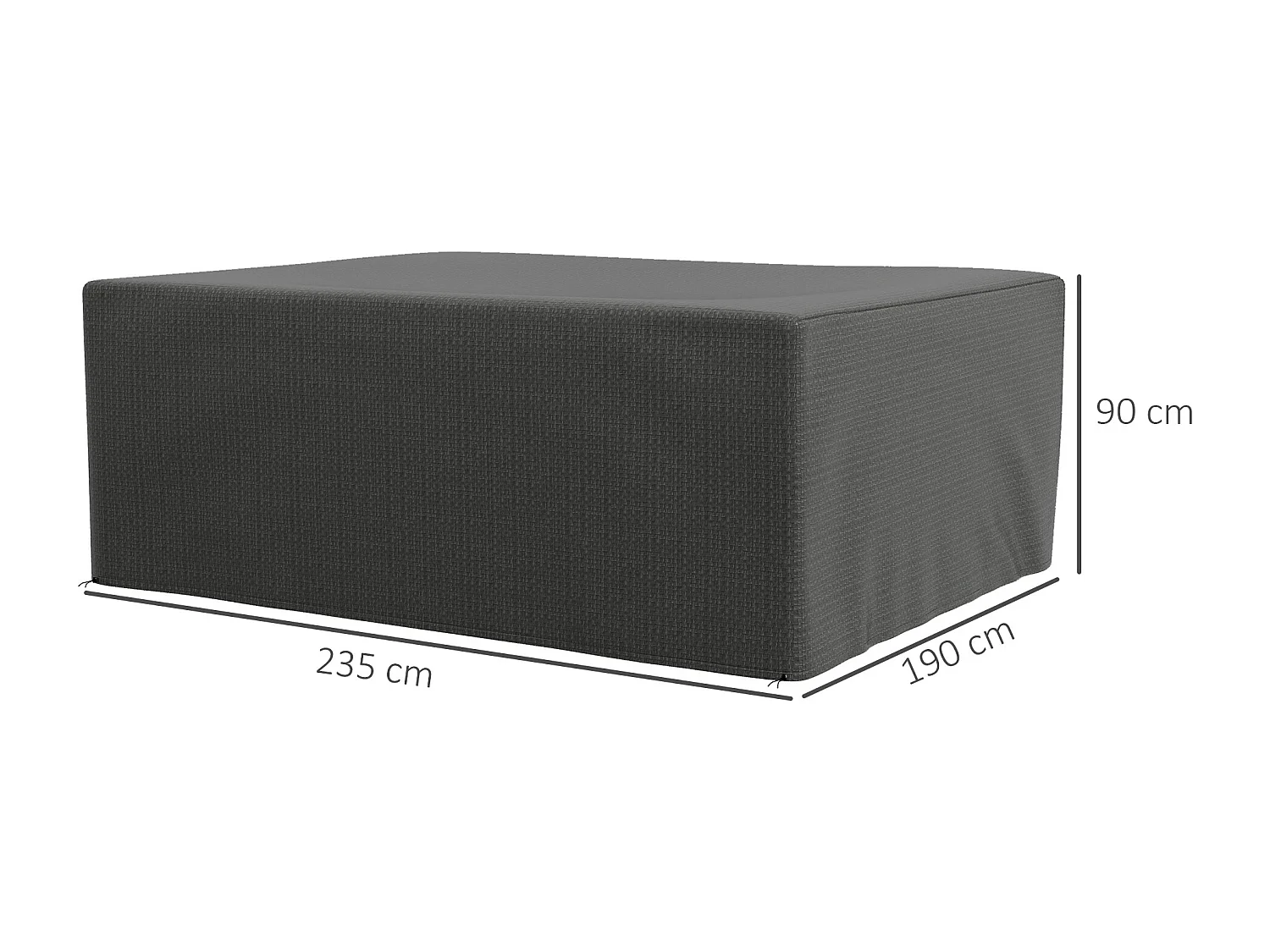 Housse de protection mobilier de jardin bâche étanche anti-UV PE haute densité gris