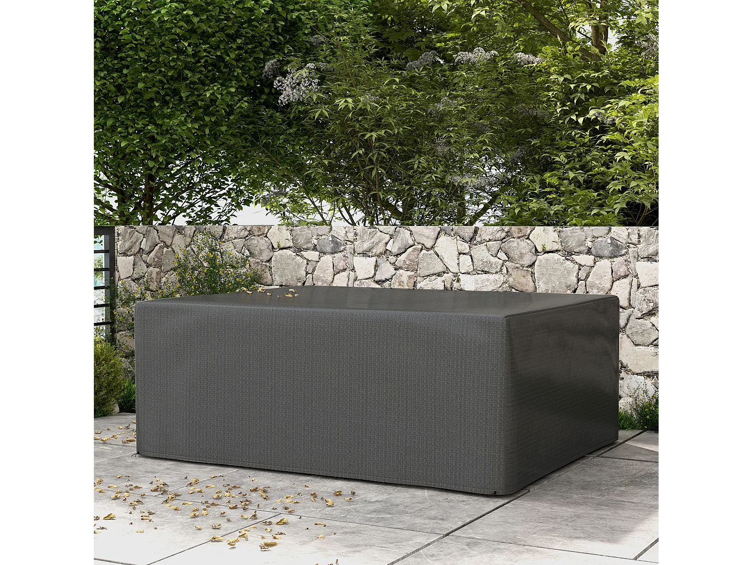 Housse de protection mobilier de jardin bâche étanche anti-UV PE haute densité gris
