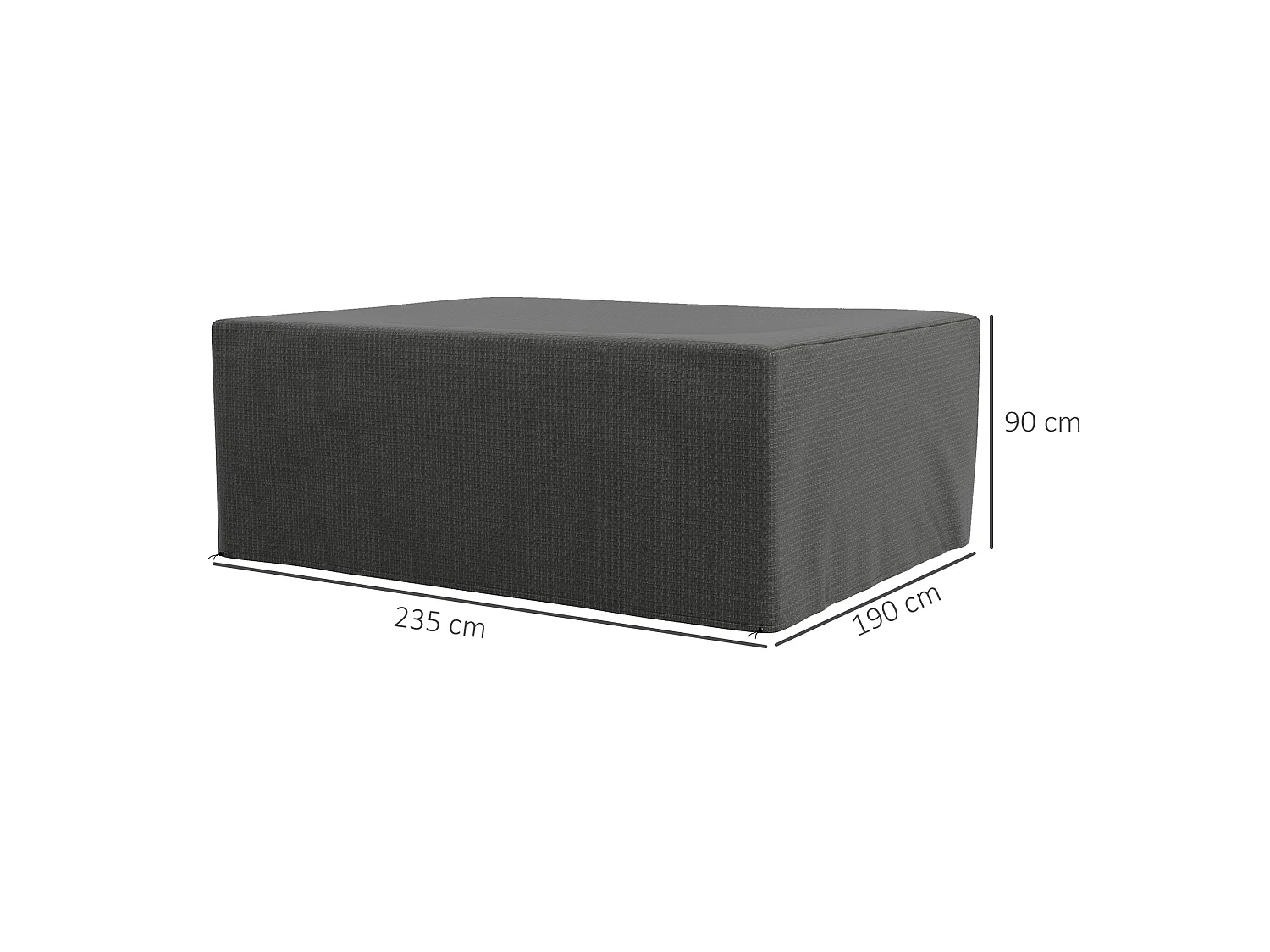 Housse de protection mobilier de jardin bâche étanche anti-UV PE haute densité gris
