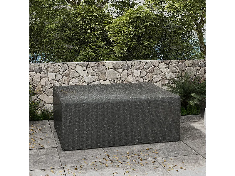 Housse de protection mobilier de jardin bâche étanche anti-UV PE haute densité gris
