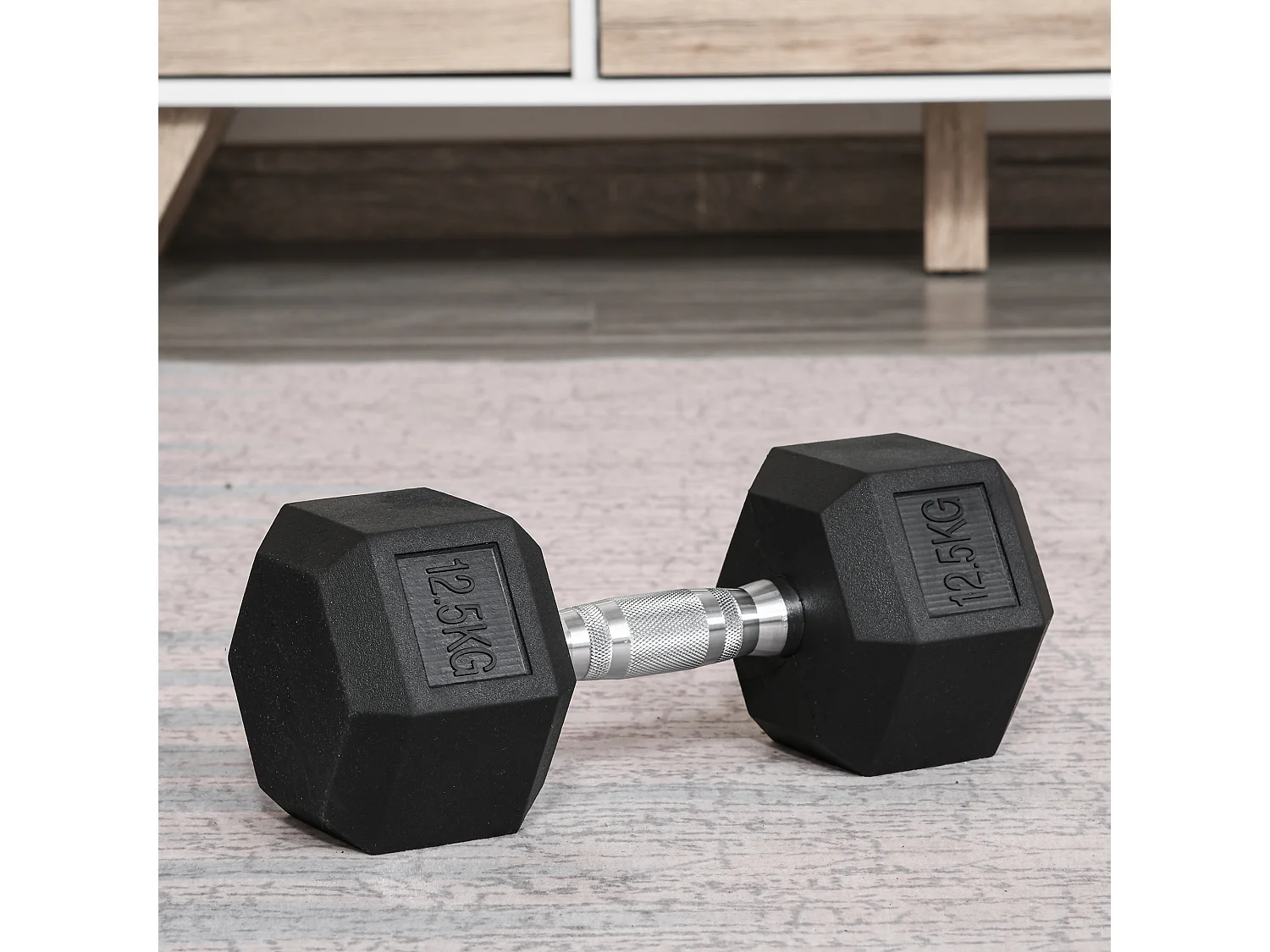 Haltère hexagonal 12,5 Kg - hexagon dumbbell musculation fitness - fonte caoutchouté