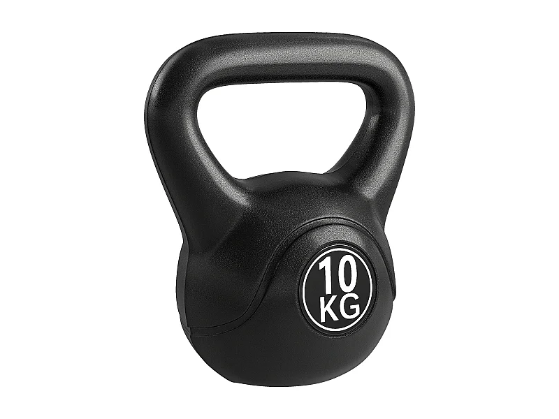 Kettlebell 10 Kg - haltère boule - poignée ergonomique - PVC noir