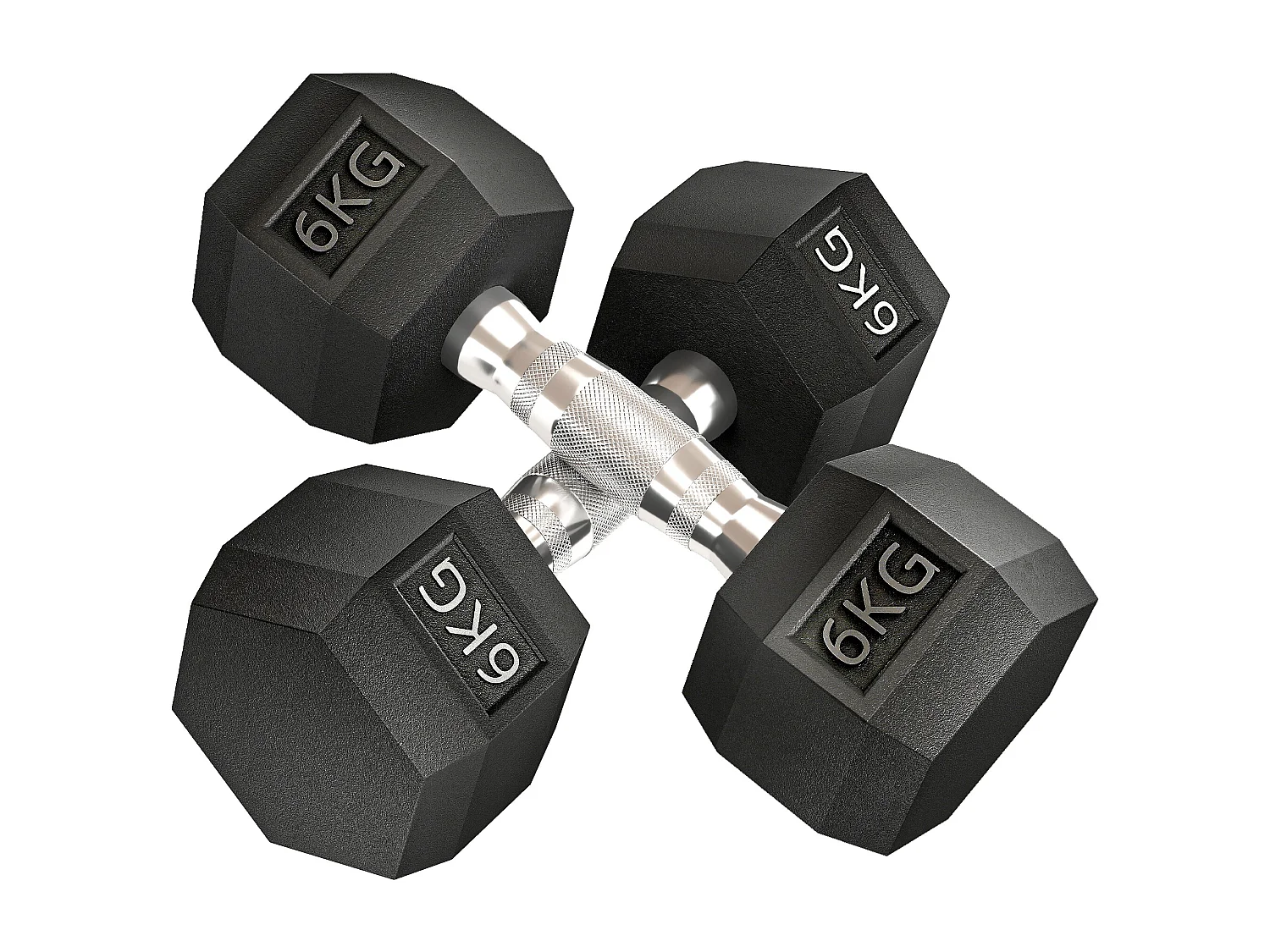 Lot de 2 haltères courtes hexagonales - ensemble d'haltères courtes - total 12 Kg - métal caoutchouc noir