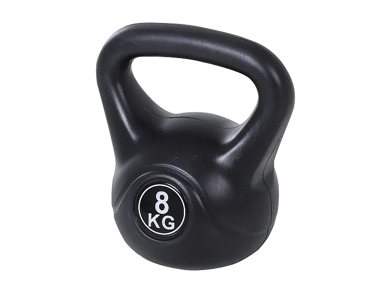 Kettlebell 8 Kg - haltère boule - poignée ergonomique - PVC noir