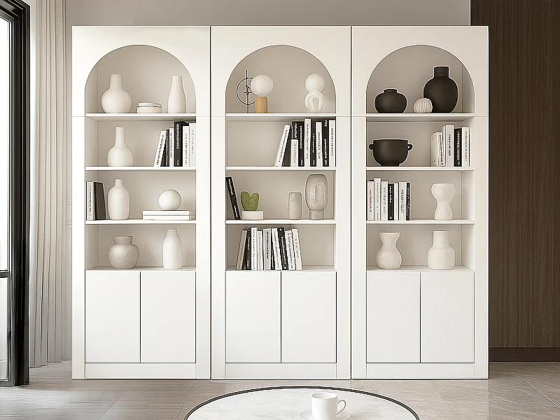 Libreria con 4 nicchie e 2 ante Bianco - Lotto di 3 - CYMORA