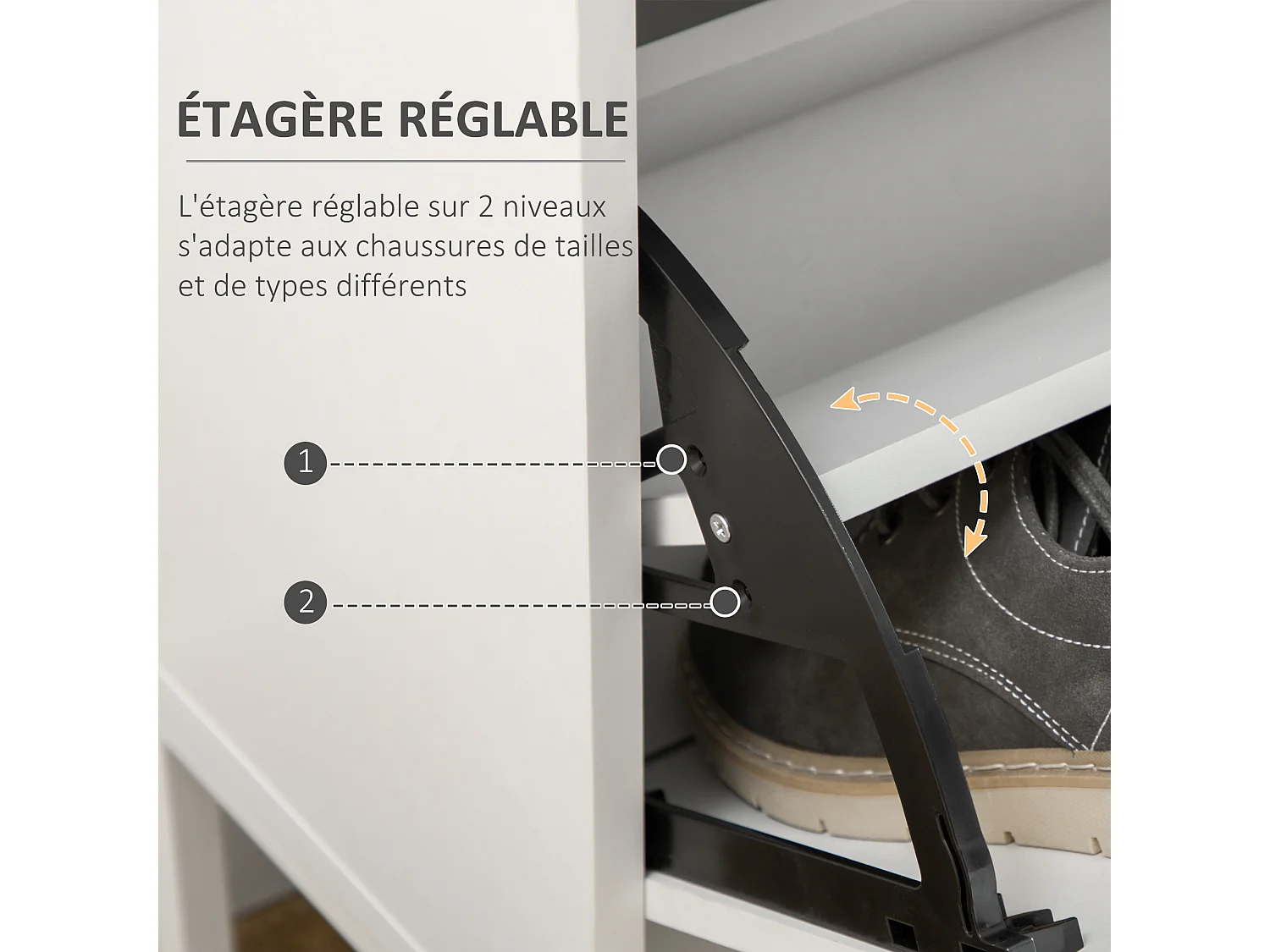 Armoire à Chaussures Moderne Blanc 12 Paires, Étroite avec Tiroirs Rabattables et Étagères Ajustables