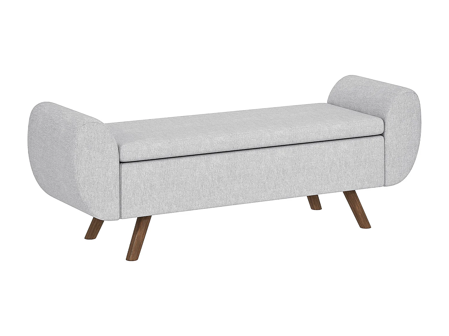 Banc coffre design - banquette avec rangement - dim. 132 x 42 x 50 cm - piètement bois tissu gris clair