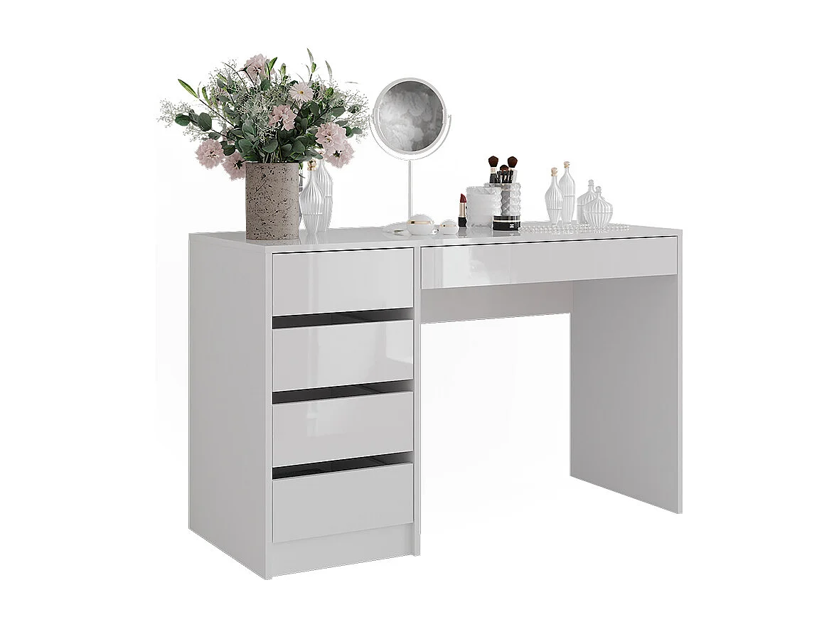 Mesa de maquillaje blanco/blanco alto brillo 119.8x50.1x76 sherry