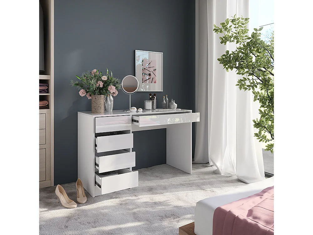 Påklædningsbord hvid/hvid højglans 119.8x50.1x76 sherry