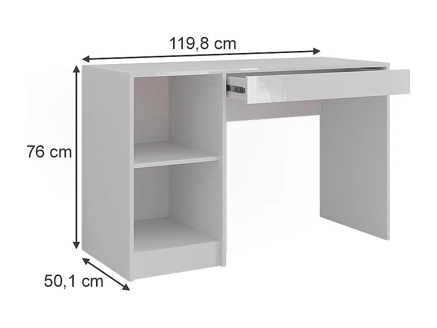 Coiffeuse blanc/blanc brillant 119.8x50.1x76 sherry
