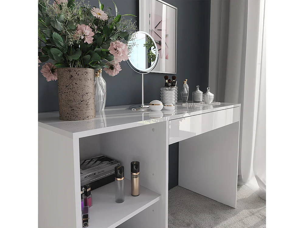 Coiffeuse blanc/blanc brillant 119.8x50.1x76 sherry