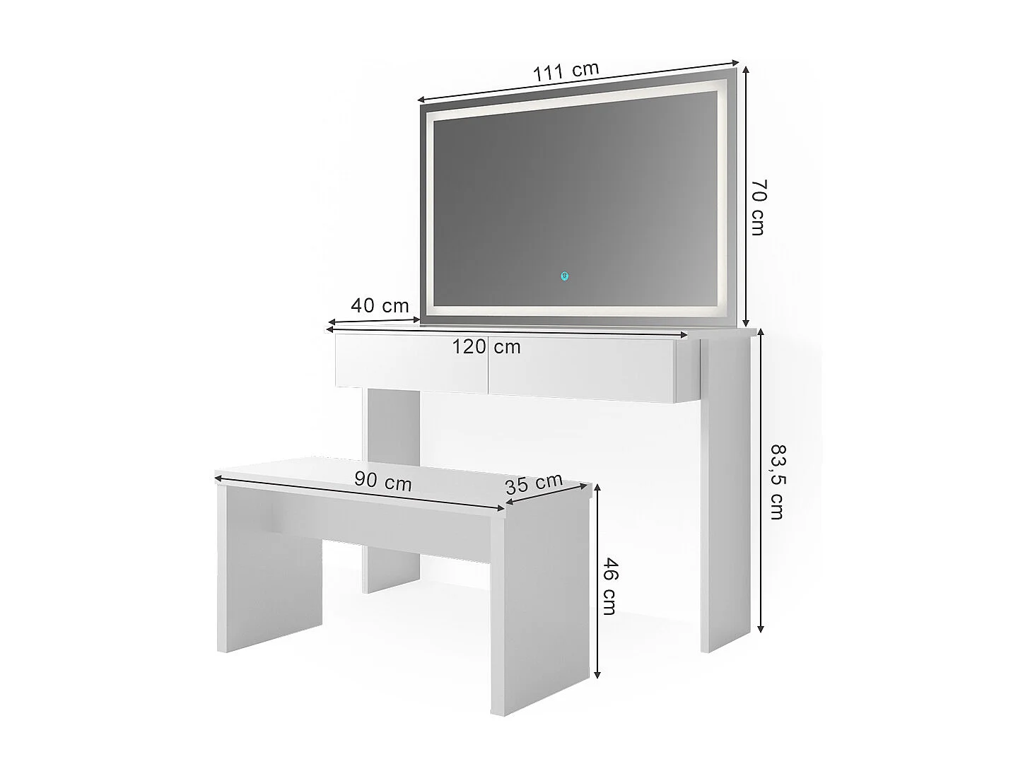 Tocador blanco 120x40x83 azur