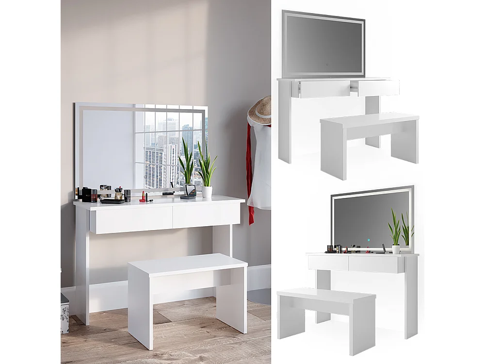 Coiffeuse blanc 120x40x83 azur