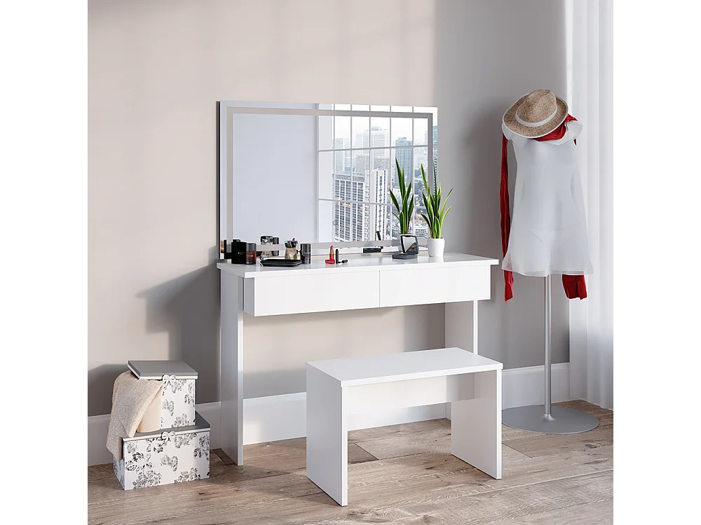 Coiffeuse blanc 120x40x83 azur