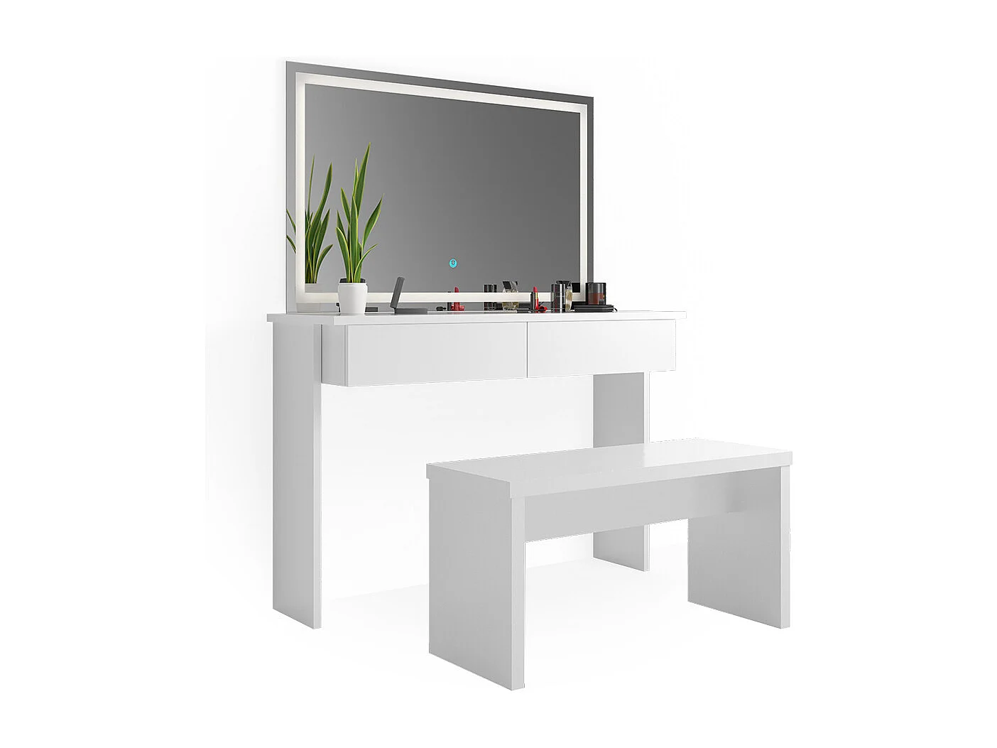 Coiffeuse blanc 120x40x83 azur