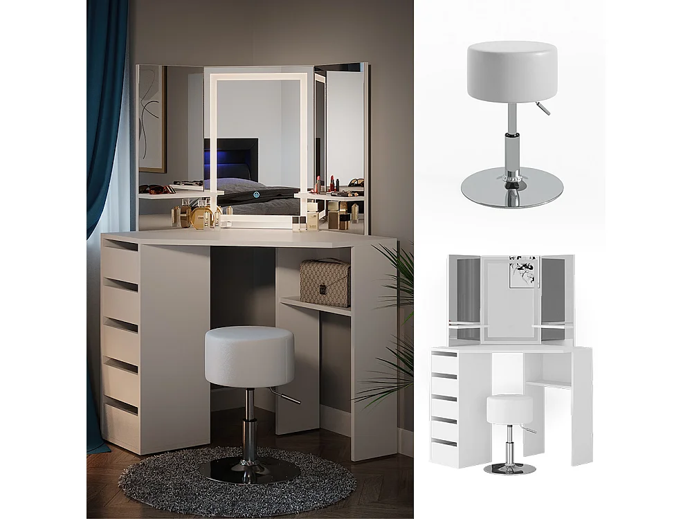 Coiffeuse blanc 110x54x141.5 arielle