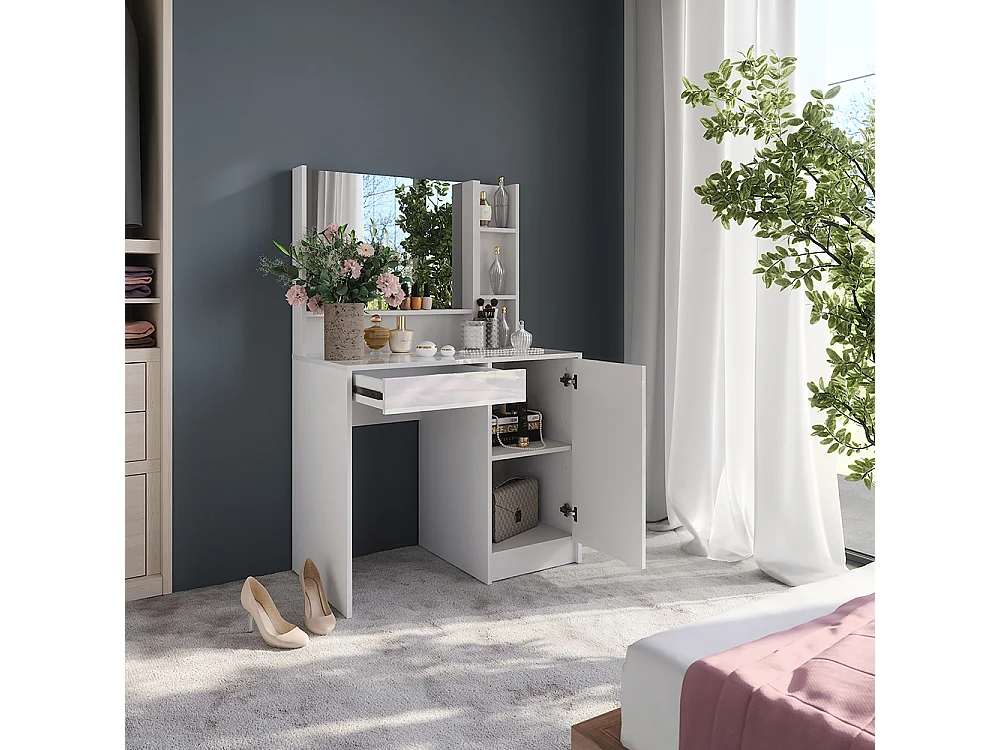 Coiffeuse blanc/blanc brillant 89.8x50.1x76 sherry