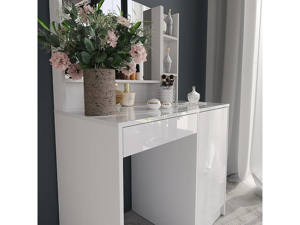 Kaptafel wit/wit hoogglans 89.8x50.1x76 sherry