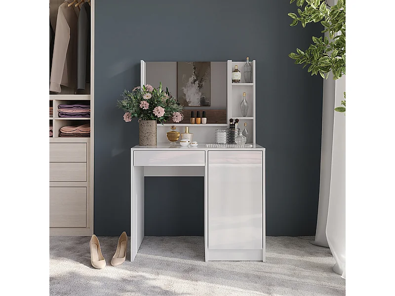 Kaptafel wit/wit hoogglans 89.8x50.1x76 sherry