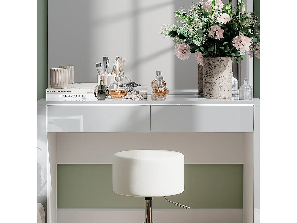 Dressing table white high gloss / white 110x50x75.5 annabelle